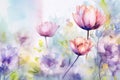 Bloom floral spring nature summer plant art watercolor blossom illustration background Royalty Free Stock Photo