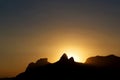 Background sunset mountain Pedra da Gavea, Two brothers, Ipanema, Leblon, Rio de Janeiro Royalty Free Stock Photo