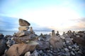 Background with sunset in the Reykjavik, Mountains. Royalty Free Stock Photo