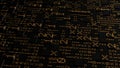 Background with surface of squares and code. Motion. Computer surface with squares and matrix code. Squares with matrix Royalty Free Stock Photo