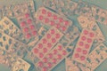 Background of tablets and blisters tinted Royalty Free Stock Photo