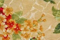 Background tapestry fabric beige, red, green flower