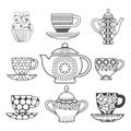 Background of Tea Time ,Tea cups, pots and Cupcake