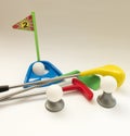 Background about teaching the game of Golf with a toy Golf set Royalty Free Stock Photo