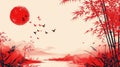 background template with Chinese print in red generative ai Royalty Free Stock Photo