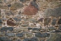 Background, texture - ancient masonry at the wall of the castle Royalty Free Stock Photo