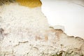 Background and texture of ancient and old house cracked cement wall in natural sun lights Royalty Free Stock Photo