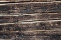 Background - the texture of burnt logs of the wall of a wooden house. Burnt wood charred texture of a log house. close-up. The Royalty Free Stock Photo
