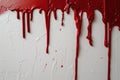 Background texture cement white wall with red blood-like paint streaks Royalty Free Stock Photo