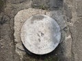 background texture of concrete and asphalt cover hatch sewer on the road round shape Royalty Free Stock Photo