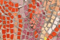 Background and texture of crushed tiles in a multicolored mosaic