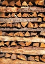 Detail pile of wood for heating in winter