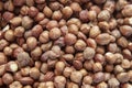 Background and texture of dried organic hazelnuts Royalty Free Stock Photo