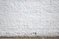 Background texture of the empty blank white old brick wall with rough surface and white paint. Copy space backdrop for your design Royalty Free Stock Photo