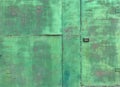 background texture green gate from metal to garage with old paint Royalty Free Stock Photo