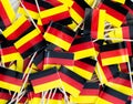 Background texture - a jumble of tricolor German flag toothpicks Royalty Free Stock Photo