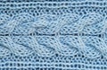 Background a texture a knitted woolen of blue color Royalty Free Stock Photo
