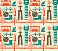 Seamless pattern with Lisbon symbols and landmarks.