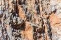 Background and texture of mountain layers and cracks in sedimentary rock on cliff face. Cliff of rock mountain. Royalty Free Stock Photo