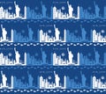 Seamless pattern with New York symbols and landmarks