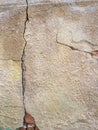 Background texture old broken plastered stone wall and wooden boards Royalty Free Stock Photo