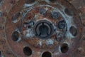 Background and texture of old rusty iron. Rust and corrosion on metal. Close up Royalty Free Stock Photo