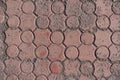 Background - texture of weathered red concrete pavers Royalty Free Stock Photo