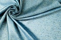 Background texture, pattern. Blue paisley silk chiffon mod fabric by the yard. Crinkled, flowy, soft, very light,