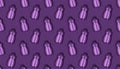 Background texture pattern with purple plastic bottles with dishwashing liquid on a purple background.