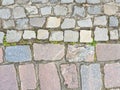 Background texture paving stones or cobblestones on the sidewalk in the street Royalty Free Stock Photo
