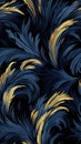 background texture photo macro pigeon feather blue and gold.Generative AI