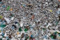 Background or texture of plastic debris on the beach. View from