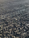 Background texture of a plowed field with clods of soil wet after rain, natural texture without a horizon line, in Germany Royalty Free Stock Photo