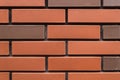 Background, texture, red brick wall, new masonry. Royalty Free Stock Photo