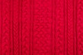 Background texture red knitting cable rib pattern