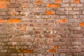 Background texture red old brick crumbling wall Royalty Free Stock Photo