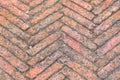 Old dirty pattern of red bricks walkway Royalty Free Stock Photo
