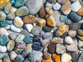 background texture of sea pebbles. natural stones texture