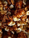 Background texture sweet popcorn with caramel close-up Royalty Free Stock Photo