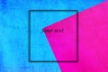 Pink square on a blue background