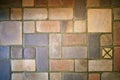 Textured Background of Old 1920`s Stone and Brick Mansion Floor