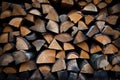 Background with textured firewood stack, ready for cozy fireplace warmth Royalty Free Stock Photo