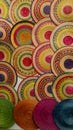 background of textures of rugs made of straw Mexican crafts multiple colors manual work