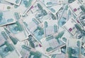 Background of thousand russian roubles bills Royalty Free Stock Photo