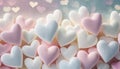 Background with three-dimensional pastel hearts, small hearts for Valentine\'s Day, love.