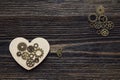 Background to the shape of hearts, the gear mechanism and a key Royalty Free Stock Photo