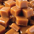 Background of Toffees, Caramel Candies Close-up. Generative AI