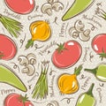 Background with tomato, onions, pepper.