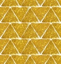 Background with triangles of golden glitter, seamless pattern Royalty Free Stock Photo