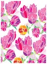 Background with tulips flowers pink